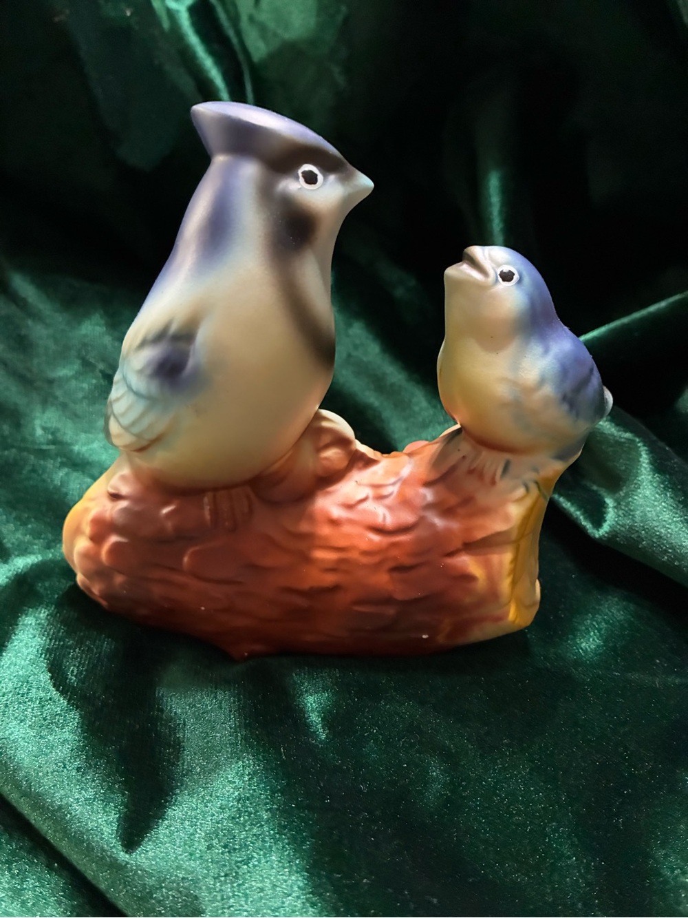 VTG Bluebirds Ceramic Figurine Decorative Pet Bird Statue